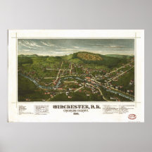 Panorama antiguo de Winchester New Hampshire 1887 Poster