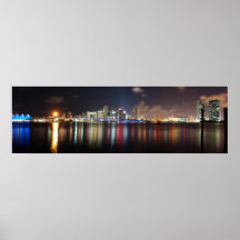 Panorama de la noche de Miami - poster