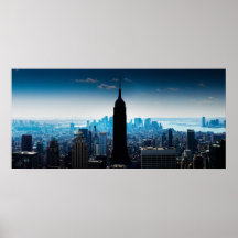Panorama negro y azul de Manhattan Posters