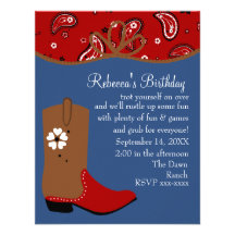 Pañuelo y cumpleaños de la vaquera del lazo invitación