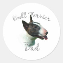 Papá 2 de bull terrier pegatina redonda