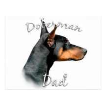 Papá 2 del Pinscher del Doberman (negro) Tarjetas Postales