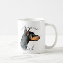 Papá 2 del Pinscher del Doberman (negro) Tazas De Café