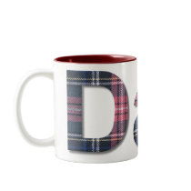 Papá azul y rojo de la tela escocesa tazas