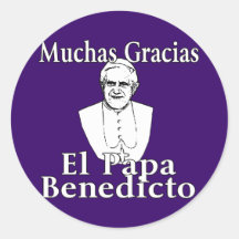 Papa Benedicto de Muchas Gracias Etiqueta Redonda