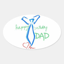papá del feliz cumpleaños pegatinas de oval personalizadas