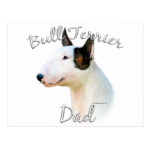 Papá miniatura 2 de bull terrier tarjeta postal