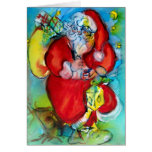 PAPÁ NOEL CON LA LINTERNA EN LA NOCHE DE NAVIDAD TARJETAS