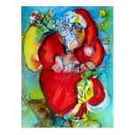 PAPÁ NOEL CON LA LINTERNA EN LA NOCHE DE NAVIDAD POSTAL