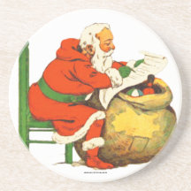 PAPÁ NOEL CON LA LISTA POSAVASOS DISEÑO