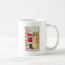Papá Noel con un saco lleno de juguetes Tazas De Café