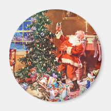 Papá Noel en la noche antes del navidad Imanes De Nevera
