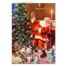 Papá Noel en la noche antes del navidad Felicitaciones