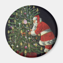 Papá Noel que enciende velas en el árbol de navida Imán Para Frigorifico