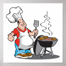 papá que cocina en la parrilla posters