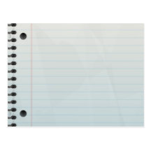 Papel alineado del cuaderno espiral tarjeta postal