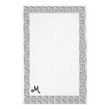 Papel con monograma del damasco blanco y negro ele papelería de diseño