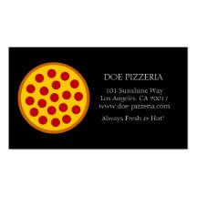 Papel italiano del negro de la comida de la pizzer tarjetas de visita