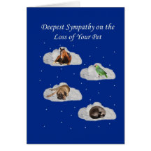 Papel-NUBE-ANIMALES azules SympathyLoss-OfPet-Real Felicitación