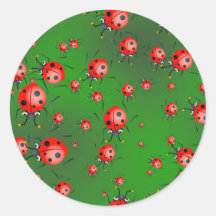 Papel pintado de la mariquita pegatinas redondas