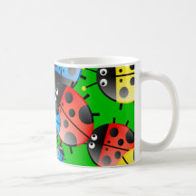 Papel pintado de la mariquita taza de café