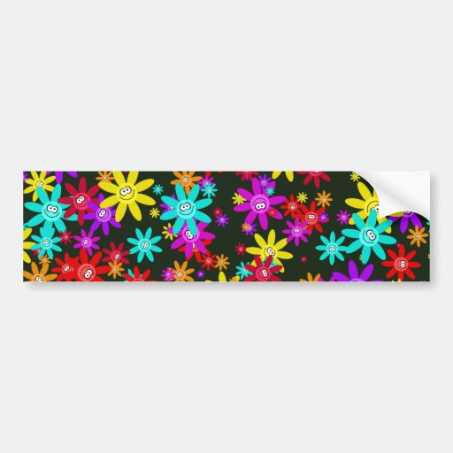 Papel pintado feliz de la flor pegatina de parachoque