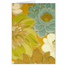 Papel pintado floral del vintage, verde de la turq tarjeta