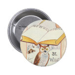 papel y libro y búho pins