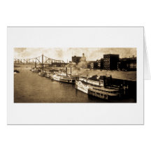 Paquete que aterriza la postal del vintage del río felicitaciones