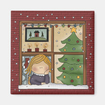 Para imán del navidad de Santa que espera