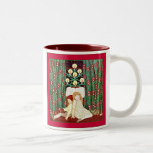 Para navidad del vintage del ~ de Santa que espera Taza De Café