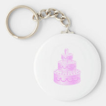 Para siempre pastel de bodas rosado del amor llaveros