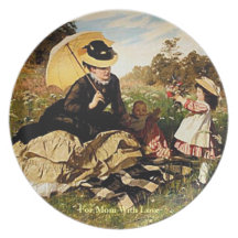 Para usted mamá con amor--Pintura del vintage Plato De Cena