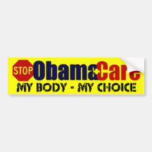 Parada ObamaCare - mi cuerpo mi opción Etiqueta De Parachoque