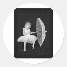 Paraguas de la bailarina pegatina redonda
