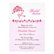 Paraguas floral rosado, invitación nupcial de la d