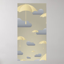 PARAGUAS Y NUBES POSTER