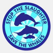 Pare la reserva de la matanza las ballenas pegatina redonda