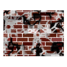 Pared de ladrillo hablada enigmáticamente pintada  tarjeta postal