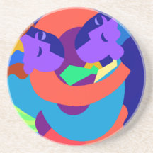 Pares coloridos de la danza del arte abstracto posavasos personalizados