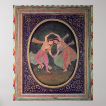 Pares de chicas de baile que realizan un Kathak Posters