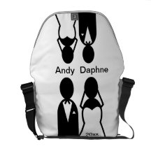Pares del boda del icono bolsas messenger