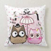 Pares del búho de Kawaii Cojines