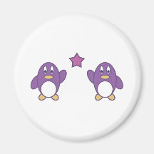 Pares del pingüino con la estrella iman de nevera