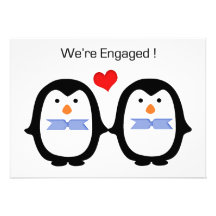 Pares del pingüino dos varones contratados invitaciones personalizada