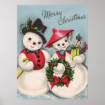 Pares encantadores de los muñecos de nieve posters