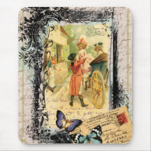 Pares franceses en el estilo Mousepad del vintage 