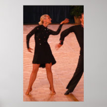 Pares latinos de la danza de salón de baile (negro posters