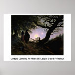Pares que miran la luna de Caspar David Friedrich Poster
