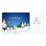 Pares y perro de la nieve tarjetas fotográficas personalizadas